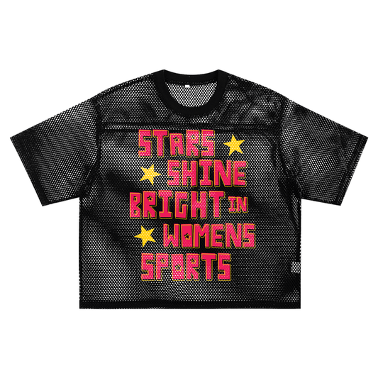 Stars Shine Bright In Women's Sports - Boxy Mesh Tee - Klever Shirtz
