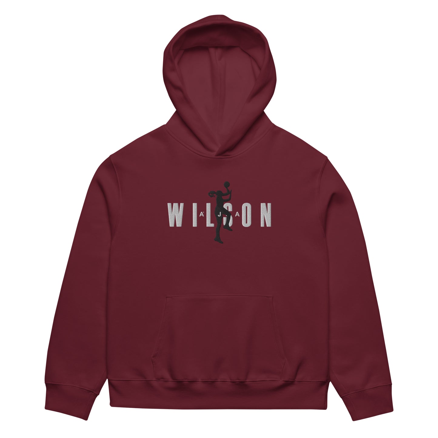 Maroon hoodie with 'Wilson' logo on a white background
