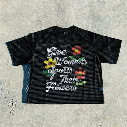 Give Women's Sports Their Flowers Boxy Mesh Tee